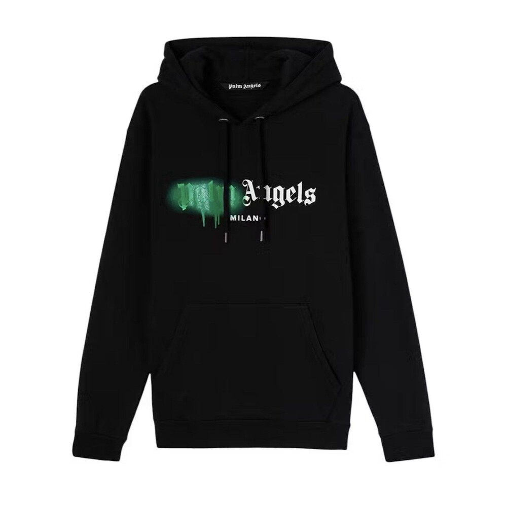 Palm Angels Milano Sprayed Hoodie Black Green Adult Size M NWT